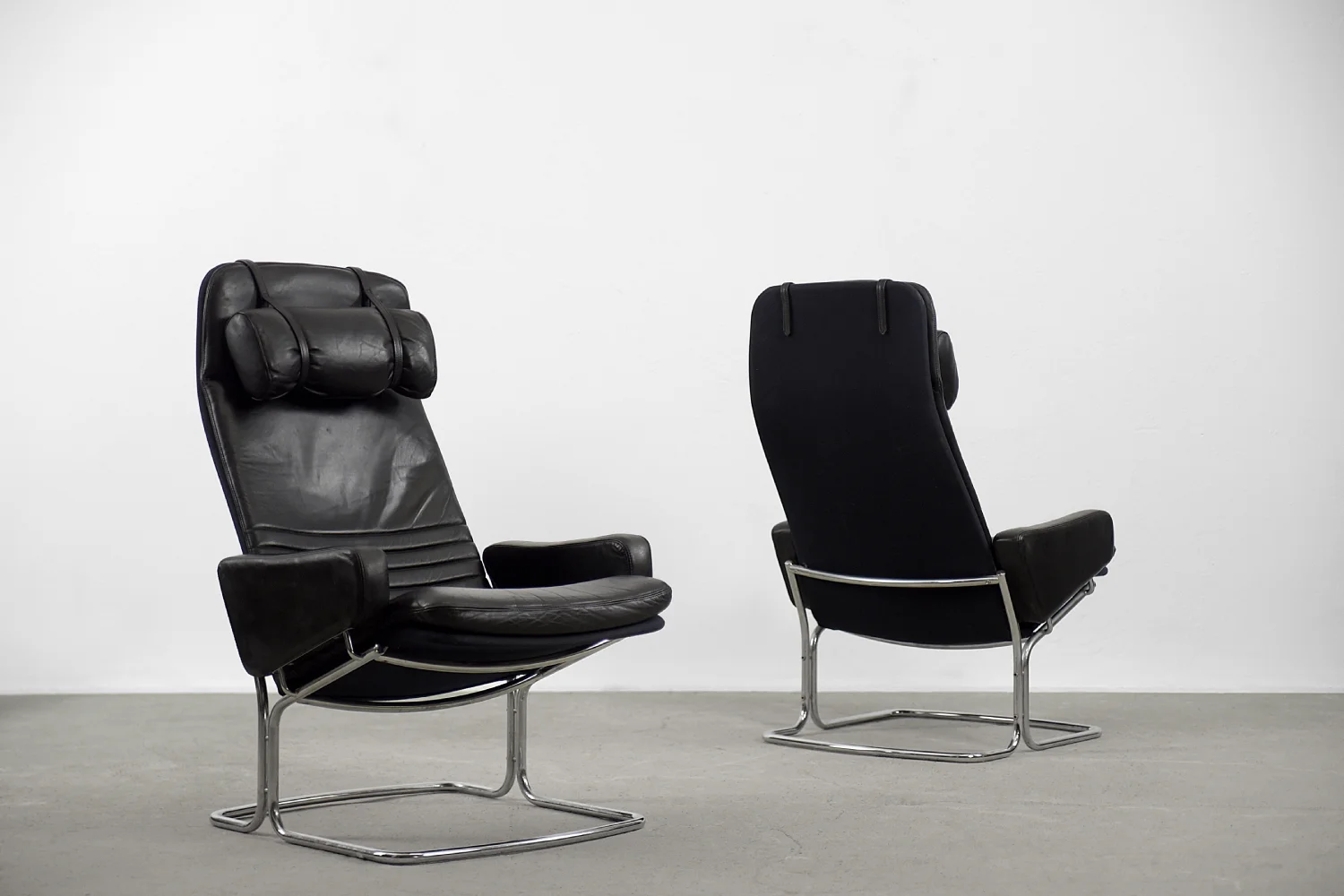 Pair of vintage leather armchairs, Ire Möbel AB, Sweden, 1970s