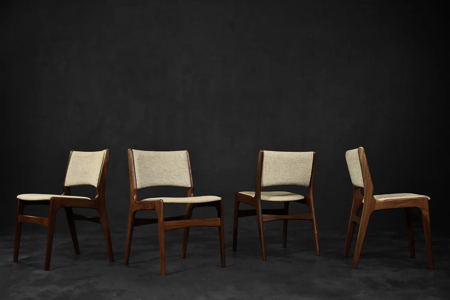 Set of 4 teak Model 89 chairs, designed by Erik Buch, Anderstrup Møbelfabrik, Denmark, 1950s