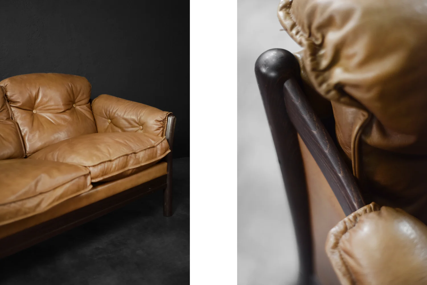 3-Seater Leather Sofa, Denmark, 1960s