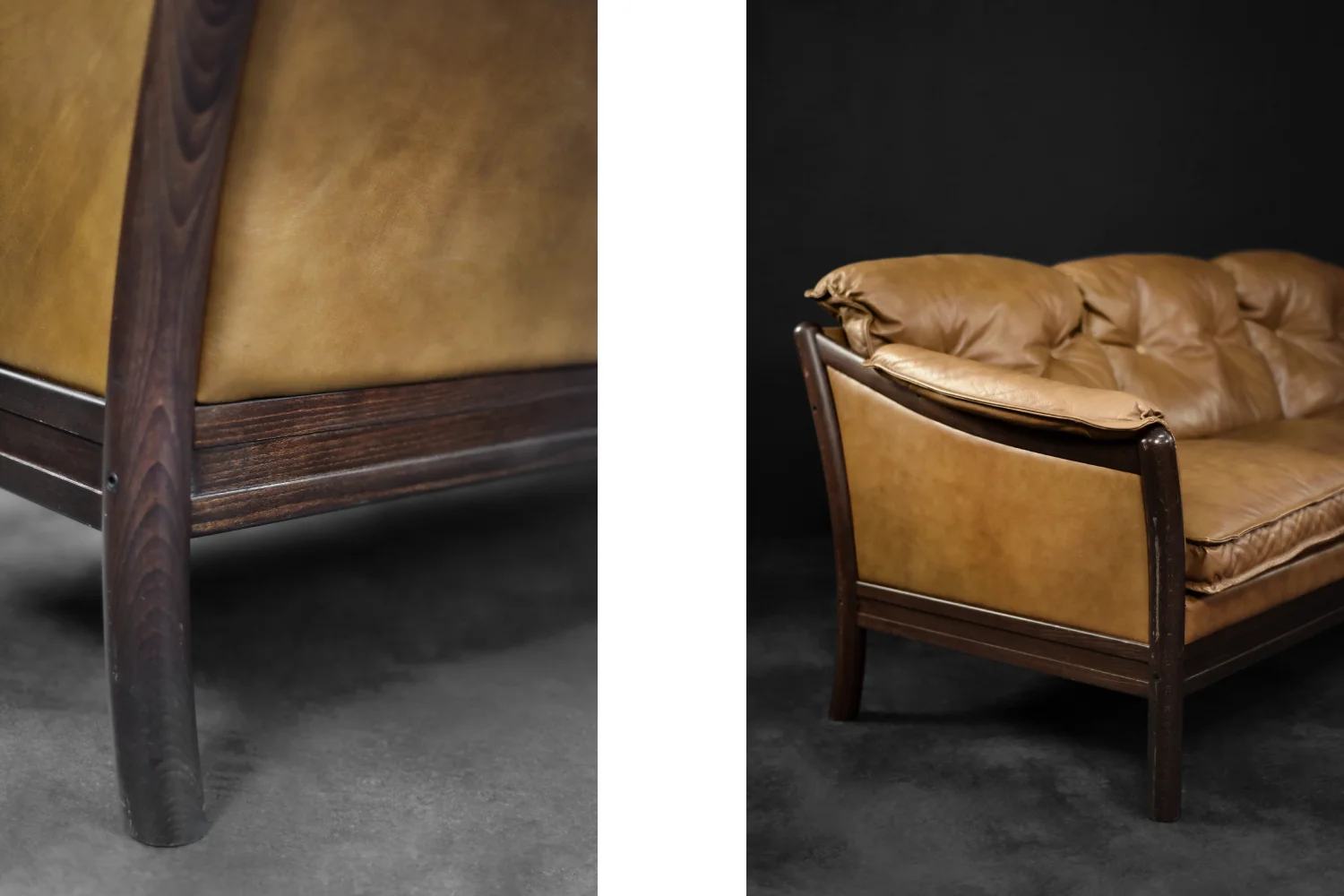 3-Seater Leather Sofa, Denmark, 1960s