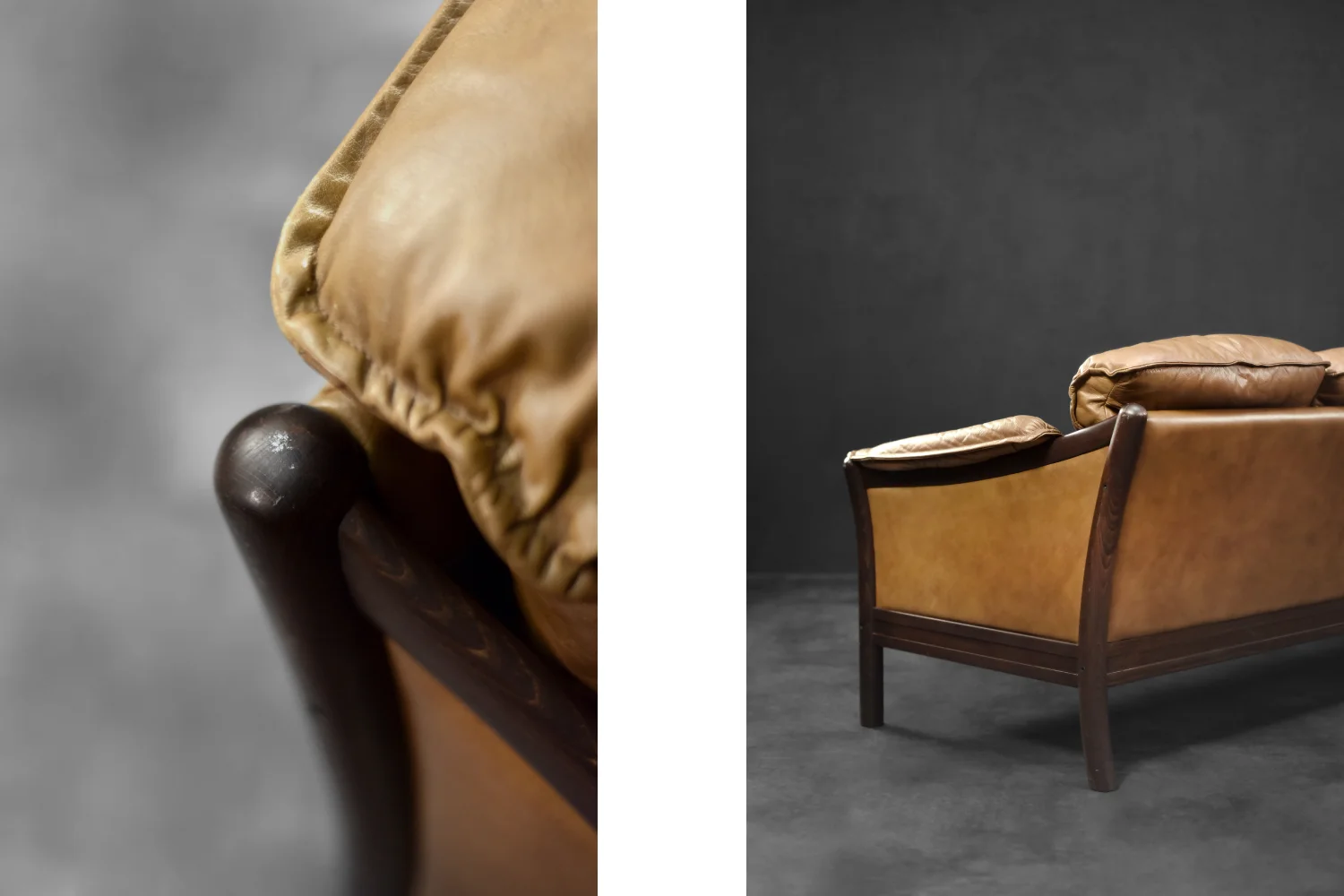 3-Seater Leather Sofa, Denmark, 1960s