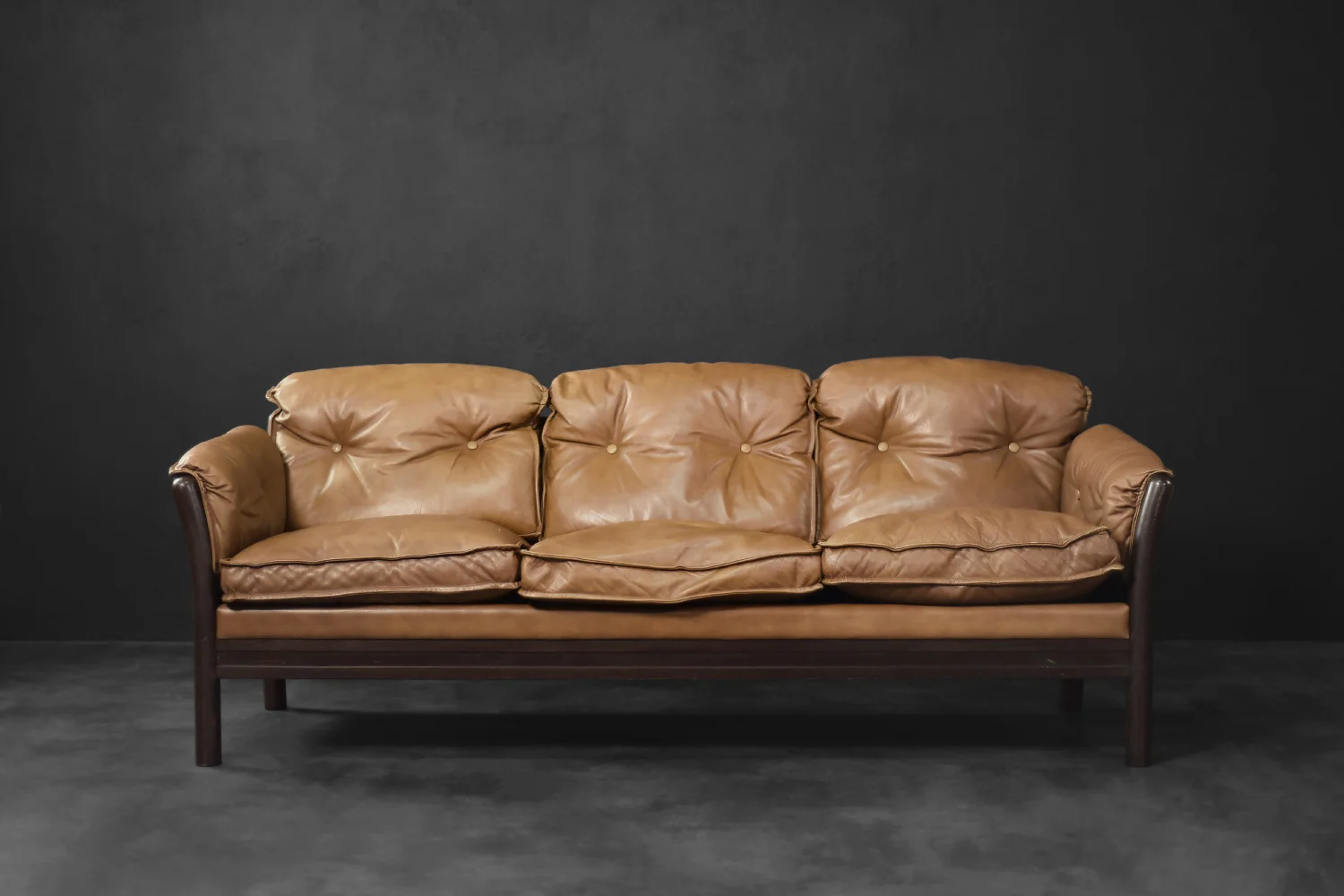 3-Seater Leather Sofa, Denmark, 1960s