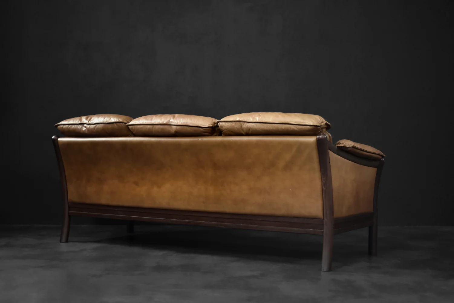 3-Seater Leather Sofa, Denmark, 1960s