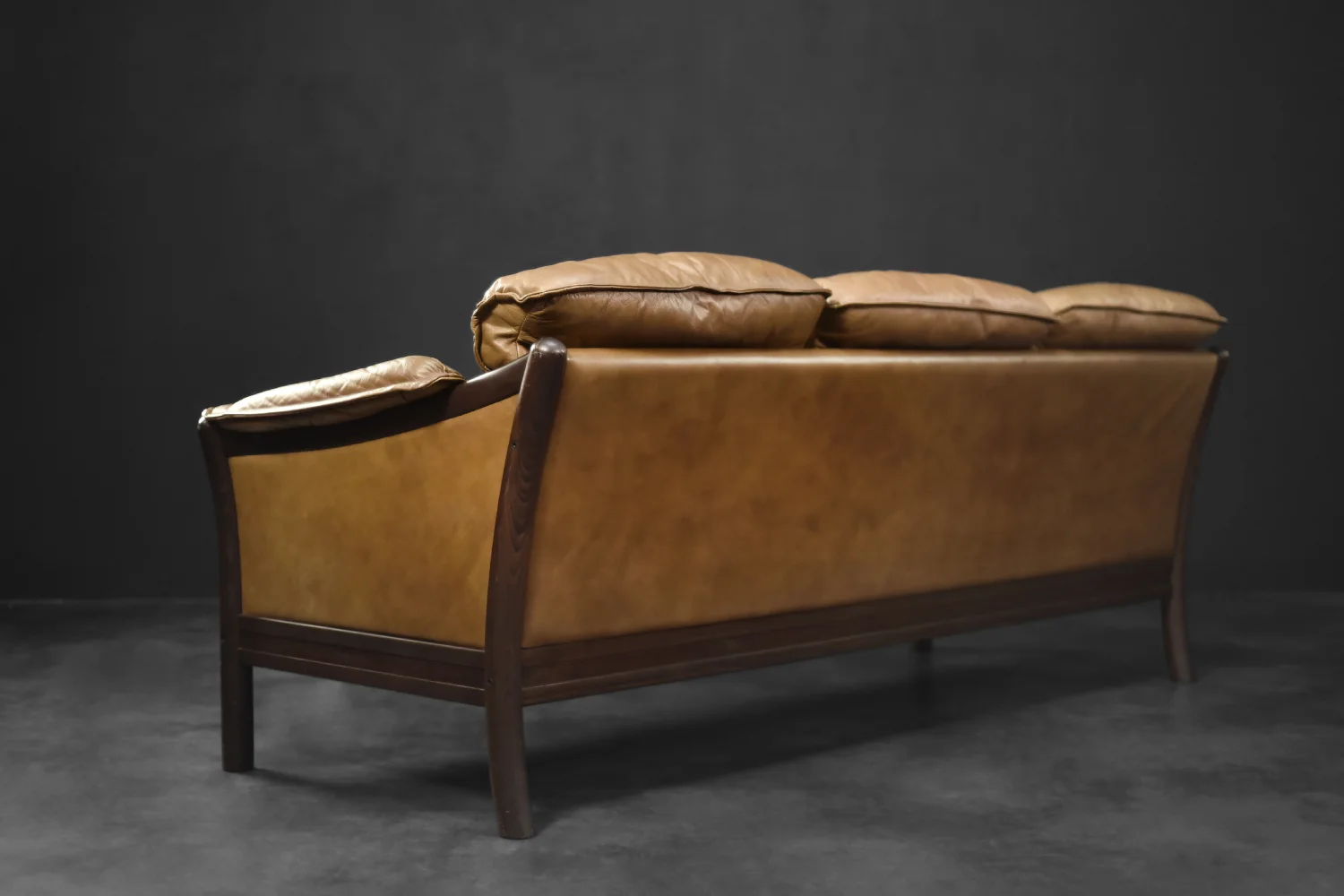 3-Seater Leather Sofa, Denmark, 1960s