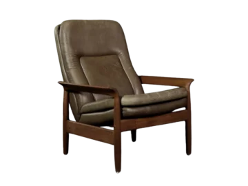 Leather armchair with reclining backrest, Denmark, 1960s