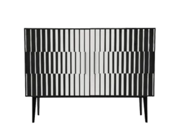 Vintage sideboard with Op Art painted decoration, Poland, 1970s