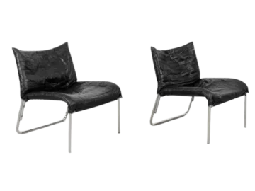 Pair of SET Leather Armchairs, IKEA, Sweden, 1980s
