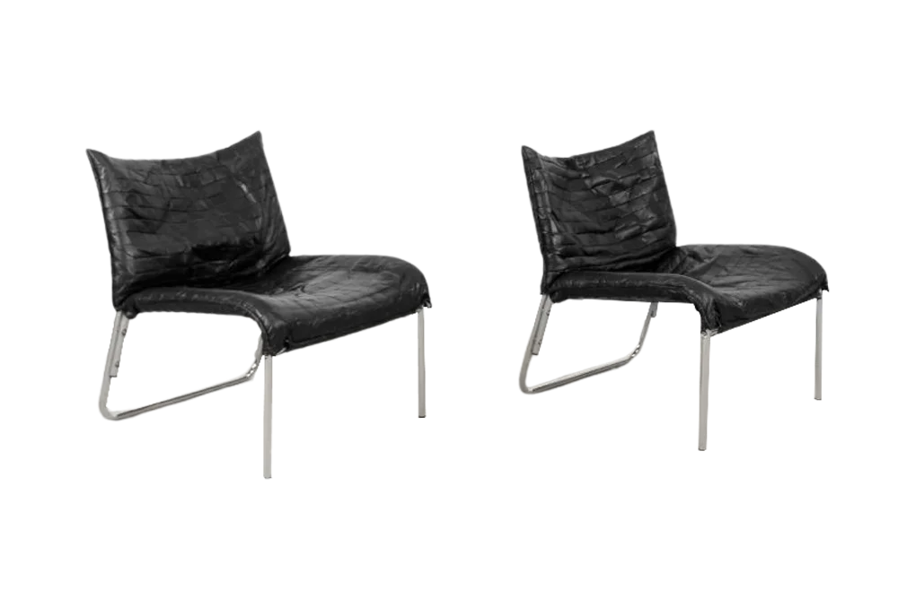 Pair of SET Leather Armchairs, IKEA, Sweden, 1980s
