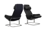 Pair of vintage leather armchairs, Ire Möbel AB, Sweden, 1970s