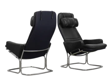Pair of vintage leather armchairs, Ire Möbel AB, Sweden, 1970s