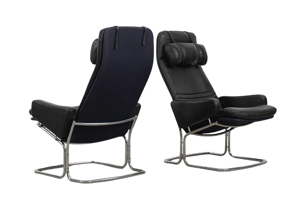 Pair of vintage leather armchairs, Ire Möbel AB, Sweden, 1970s