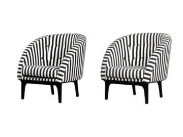 Pair of Rounded Armchairs, Denmark, 1960s