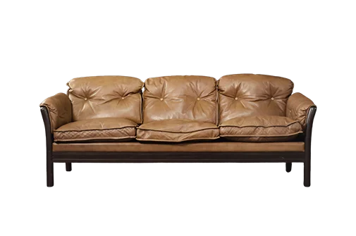 3-Seater Leather Sofa, Denmark, 1960s