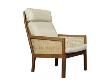 High-back armchair with French cane, mahogany, designed by Bernt Petersen, Wørts Møbelsnedkeri, Denmark, 1960s