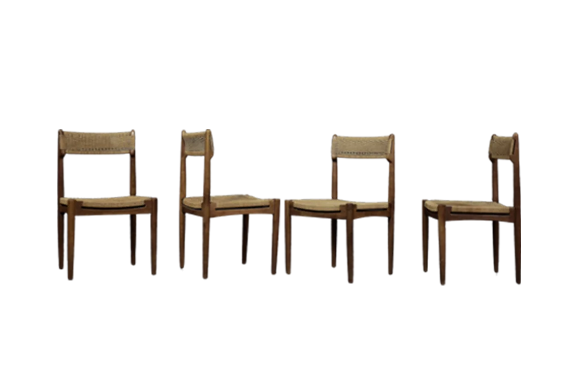 Set of 4 oak chairs, designed by E. Knudsen, K. Knudsen & Søn, Denmark, 1952