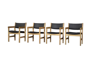 Set of 4 office chairs, designed by Hans J. Wegner for Getama, Denmark, 1960s