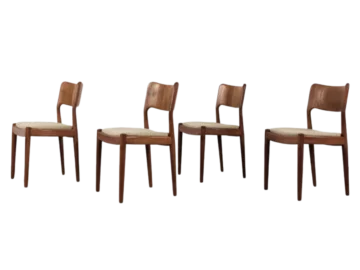 Set of 4 vintage chairs, Glostrup Møbelfabrik, Denmark, 1960s