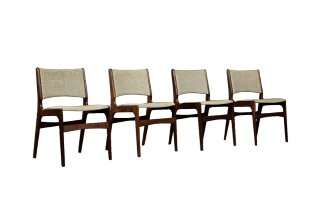Set of 4 teak Model 89 chairs, designed by Erik Buch, Anderstrup Møbelfabrik, Denmark, 1950s