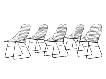 Zestaw 5 metalowych krzeseł prototypowych, Szwecja, lata 60