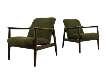 Pair of GFM-64 Armchairs by Edmund Homa, Gościcińska Fabryka Mebli, PRL, 1960s
