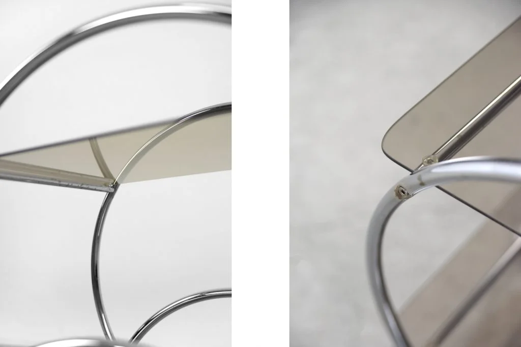Chromed bar cart with glass tops, IKEA, Sweden, 1970s