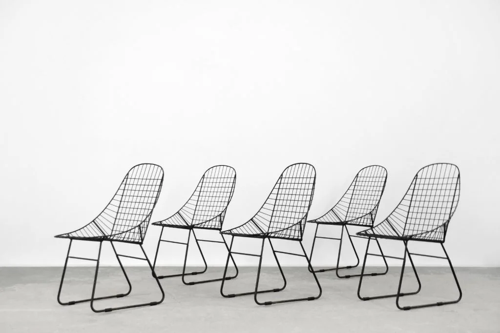Set of 5 metal prototype chairs, Sweden, 1960s