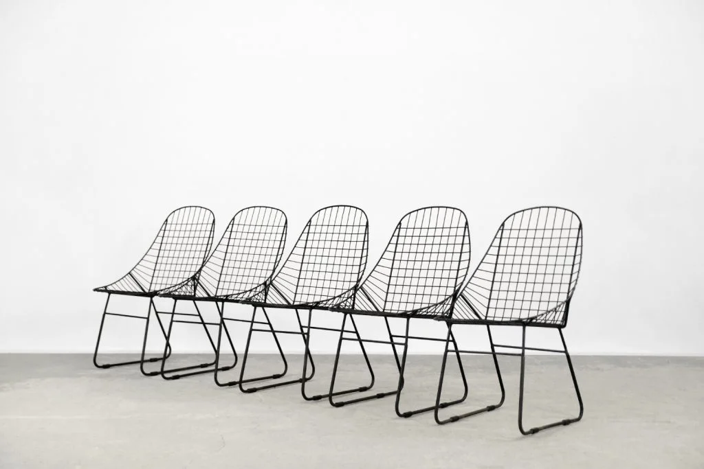 Set of 5 metal prototype chairs, Sweden, 1960s