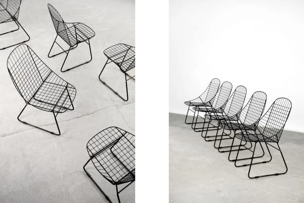 Set of 5 metal prototype chairs, Sweden, 1960s