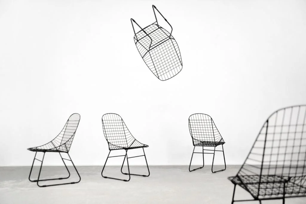 Set of 5 metal prototype chairs, Sweden, 1960s