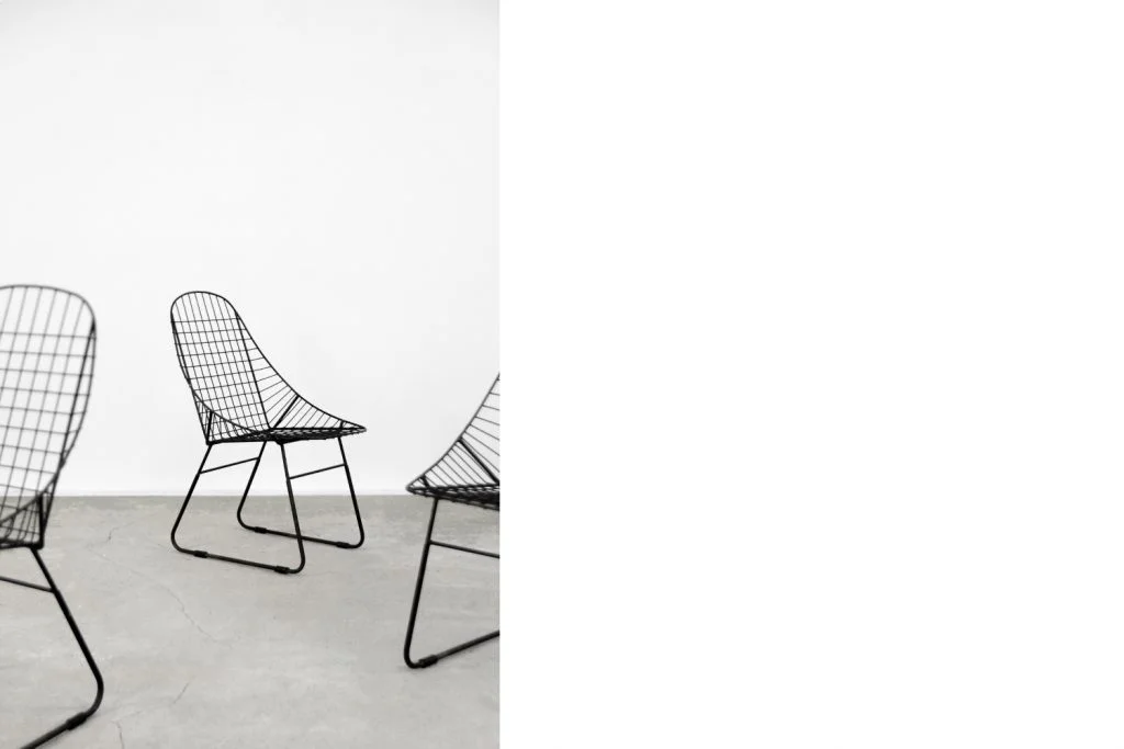 Set of 5 metal prototype chairs, Sweden, 1960s