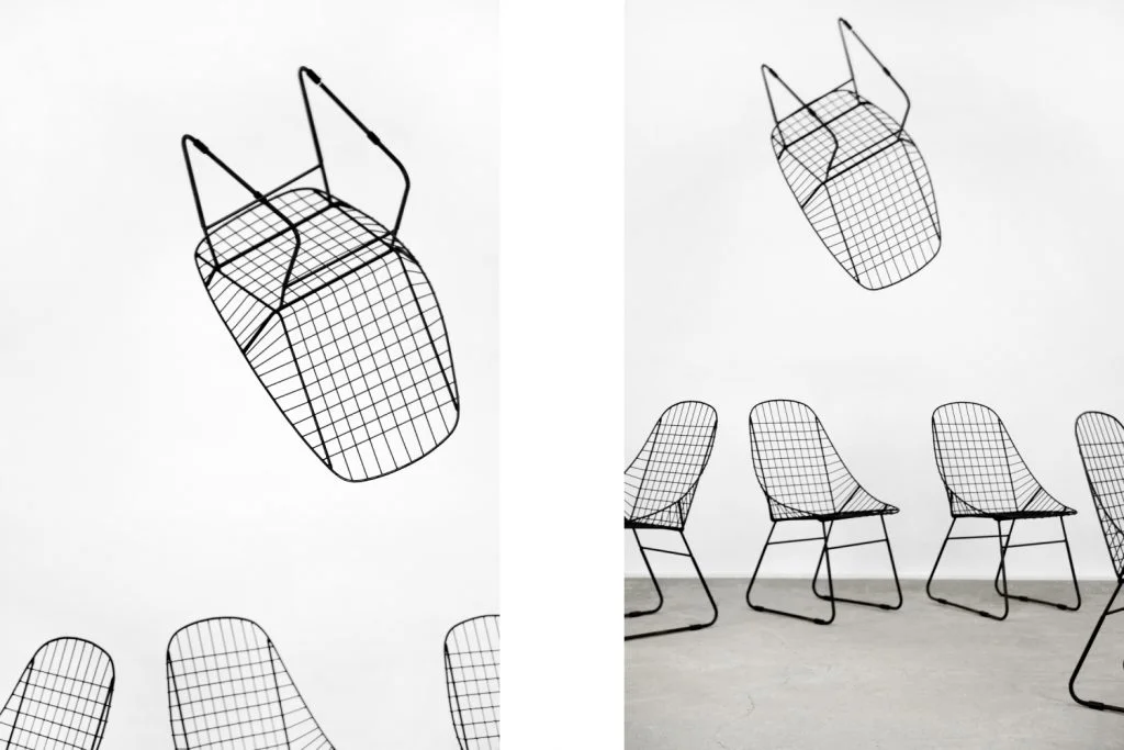 Set of 5 metal prototype chairs, Sweden, 1960s