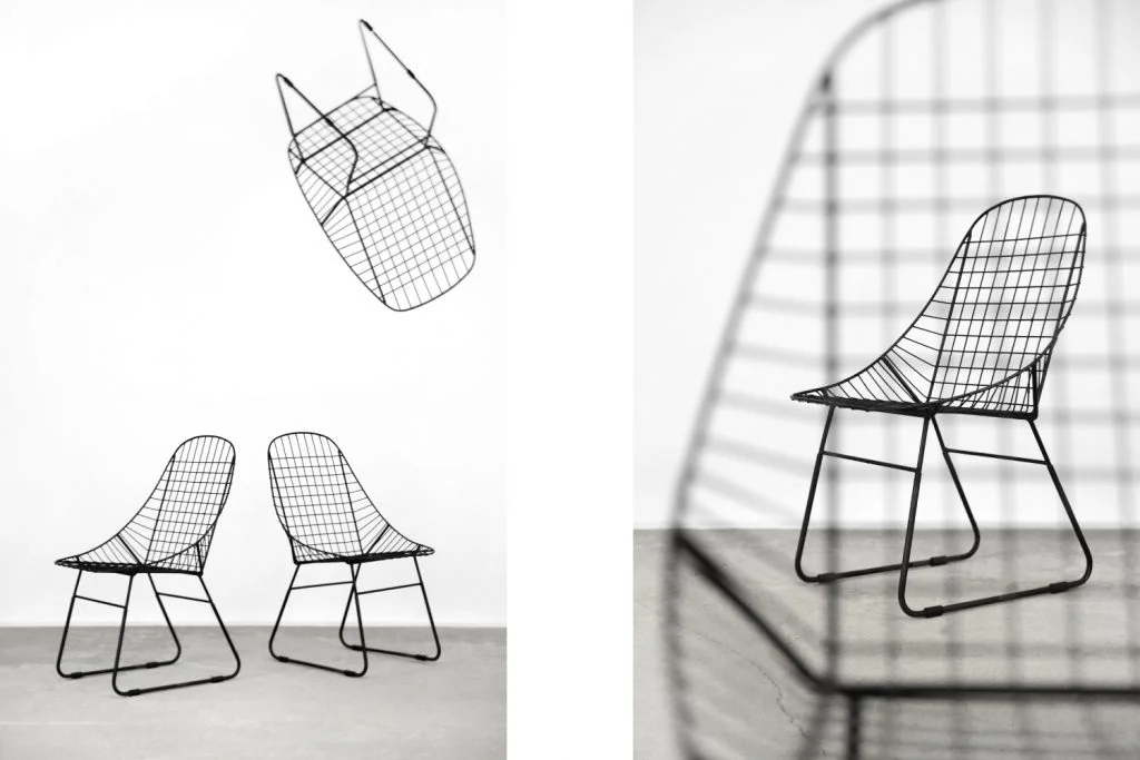 Set of 5 metal prototype chairs, Sweden, 1960s