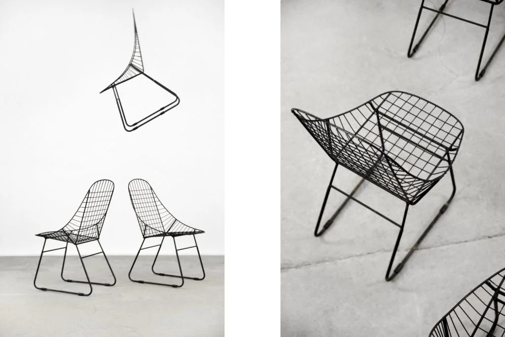 Set of 5 metal prototype chairs, Sweden, 1960s