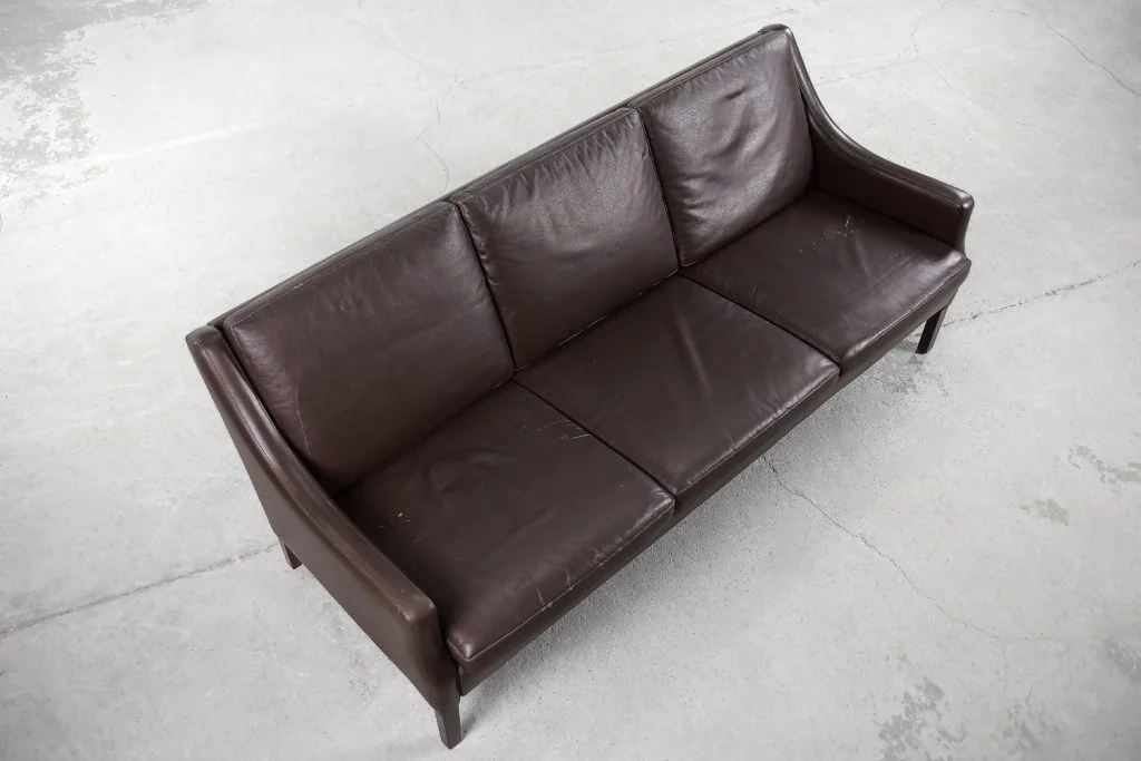 Skórzana sofa 3-osobowa, Dania, lata 60