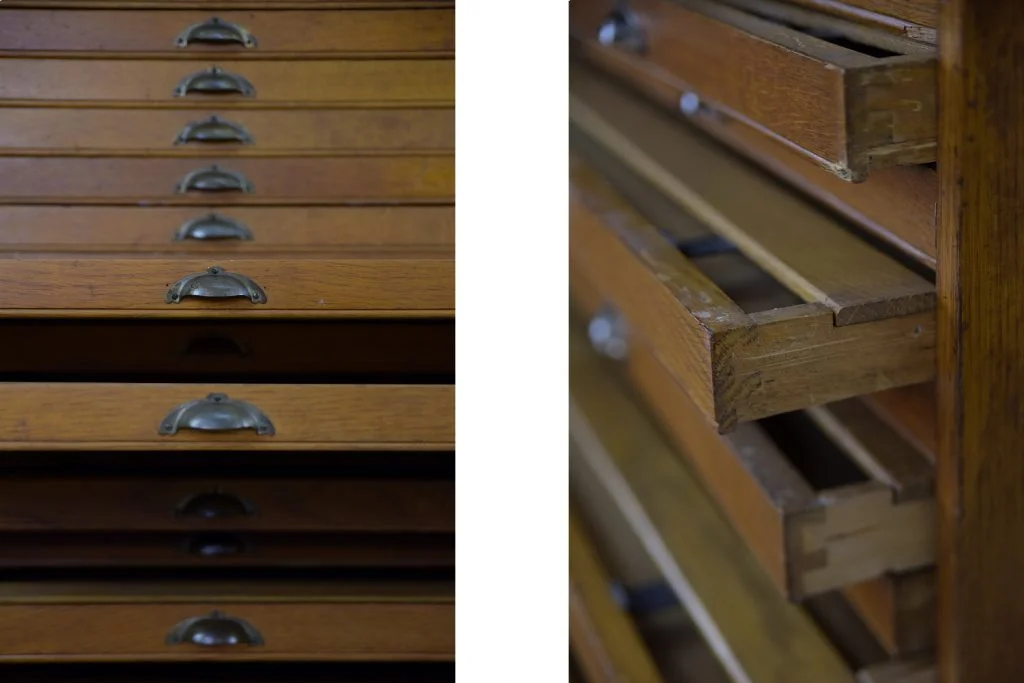 Large catalogue cabinet with drawers, 1930s