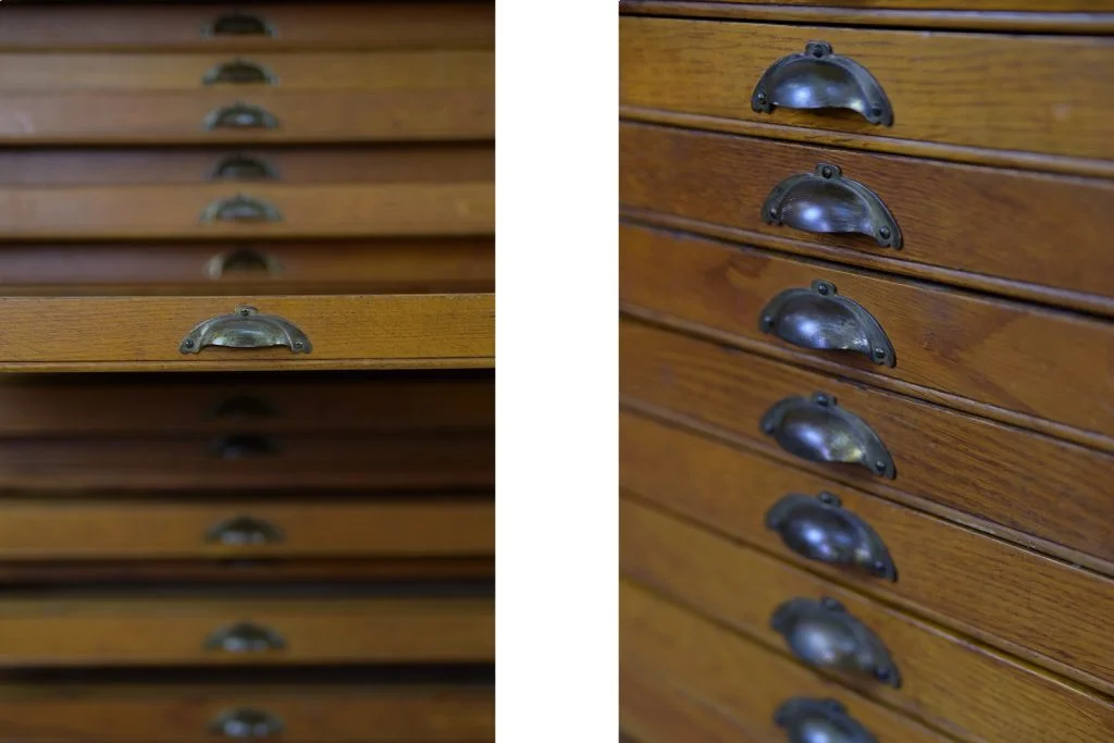 Large catalogue cabinet with drawers, 1930s