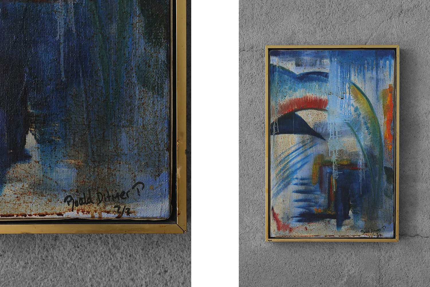 Oil on canvas diptych, Roald Ditmer, Abstract composition