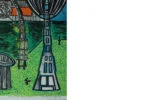 Color lithograph, Paul Holsby, House of Science, 1978