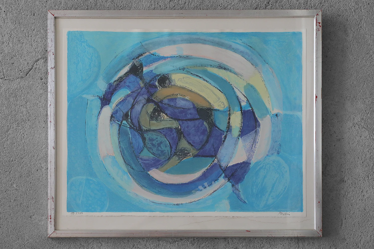 Colour lithograph, Gustav Bolin, Composition, 1970s