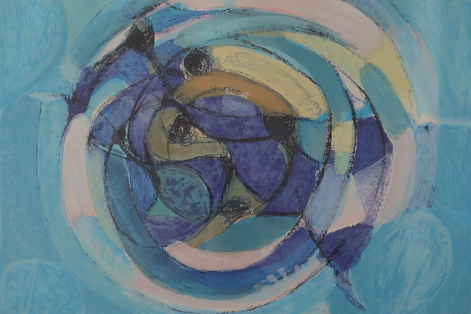 Colour lithograph, Gustav Bolin, Composition, 1970s