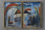 Oil on canvas diptych, Roald Ditmer, Abstract composition