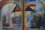 Oil on canvas diptych, Roald Ditmer, Abstract composition