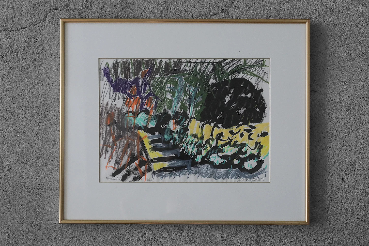 Mixed media on paper, Johan Adam Linneballe, Sommer I haven III, 1993