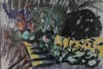 Mixed media on paper, Johan Adam Linneballe, Sommer I haven III, 1993