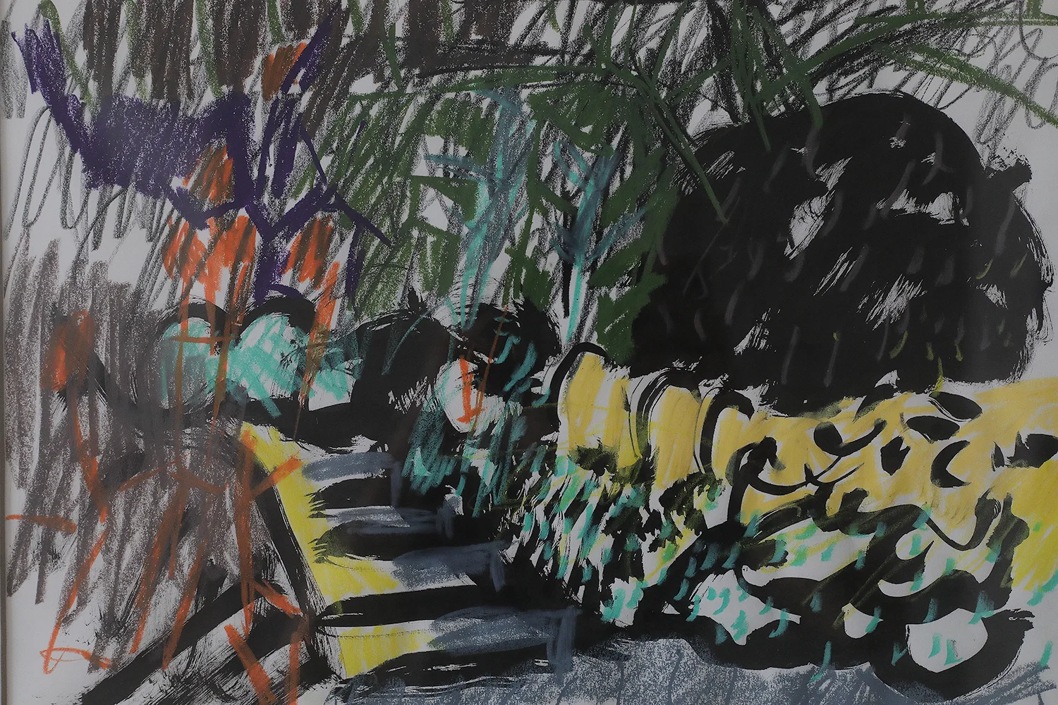 Mixed media on paper, Johan Adam Linneballe, Sommer I haven III, 1993