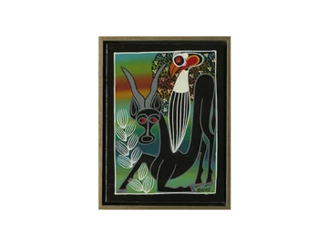 Oil painting on canvas, Saidi Nakoko, Tingatinga, Tanzania, 1970s