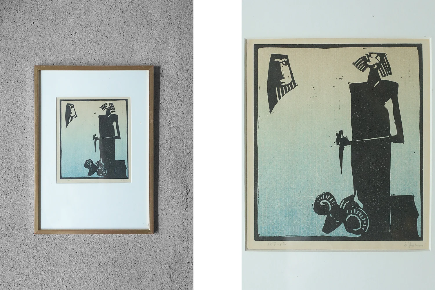 Linocut, Åke Holm, Biblical Motif, 1970s