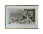 Colour lithograph, Jürgen Von Konow, Window view, Söndrum, 1958