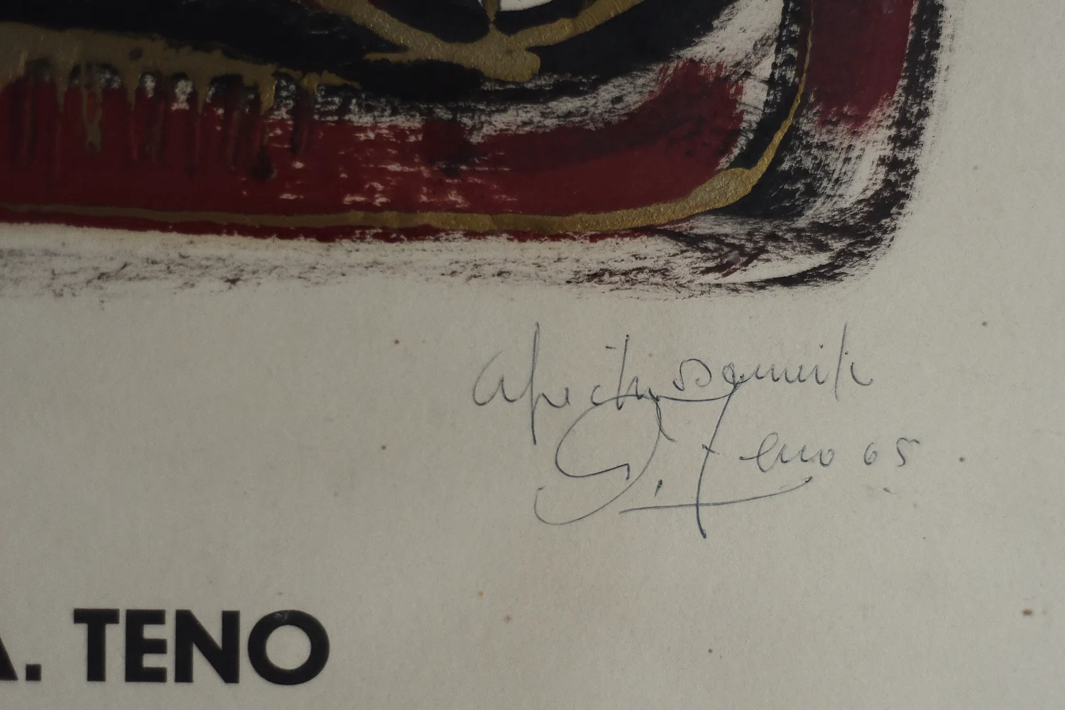 Poster from an exhibition of Aurelio Teno's work, Denmark, 1965