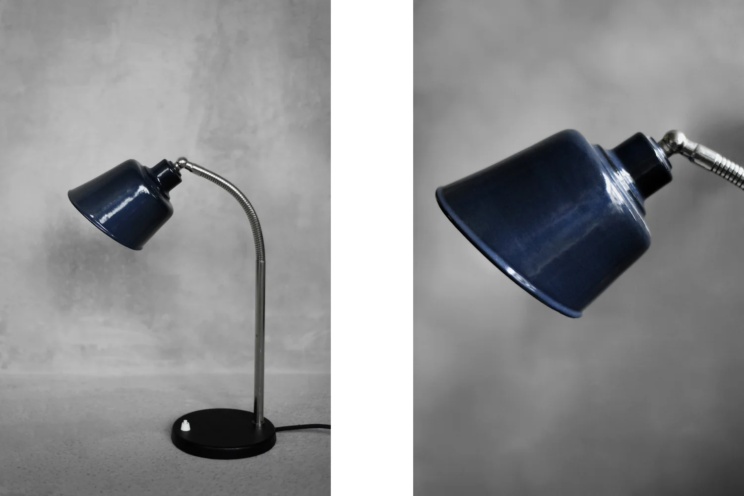 Industrial desk lamp with enamel shade, Poland, 1950s